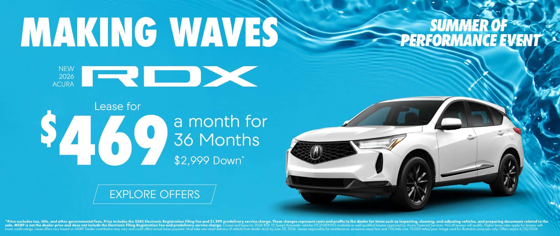 New 2026 Acura RDX Lease for $469 a month for 36 Months $2,999 Down*