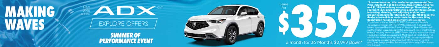New 2026 Acura ADX CVT Lease for $359 a month for 36 Months $2,999 Down*