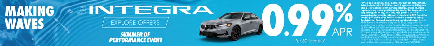 New 2026 Acura Integra 0.99% APR for 60 Months*