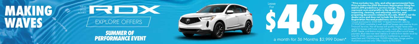 New 2026 Acura RDX Lease for $469 a month for 36 Months $2,999 Down*