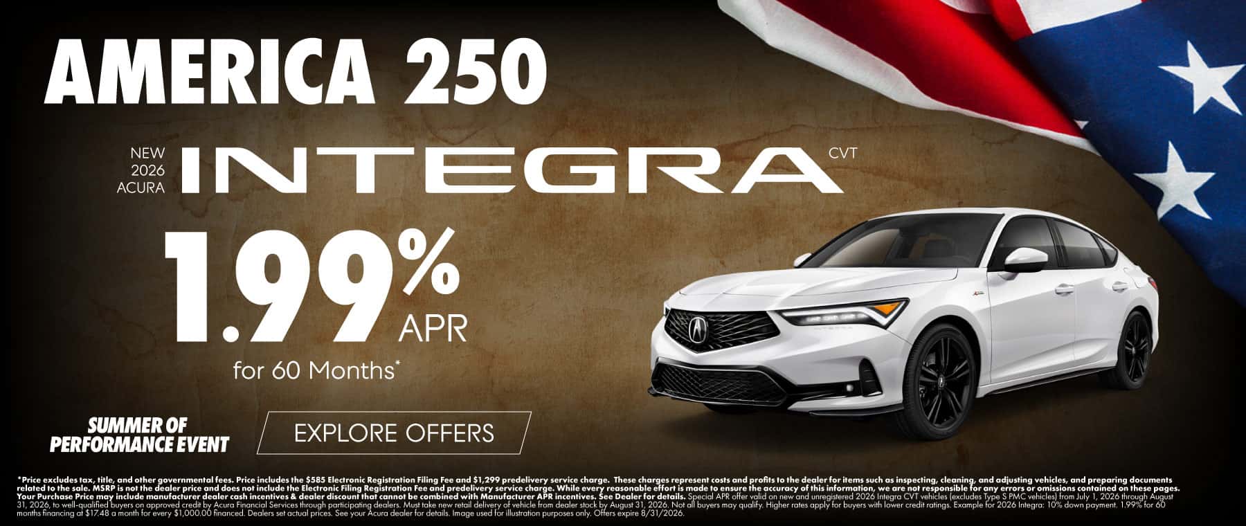 New 2026 Acura Integra CVT 1.99% APR for 60 Months*