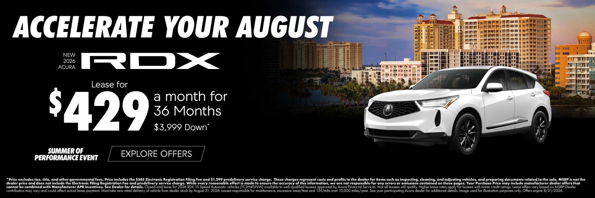 New 2026 Acura RDX Lease for $429 a month for 36 Months $3,999 Down*