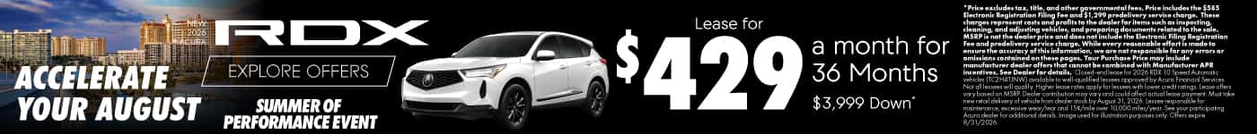 New 2026 Acura RDX Lease for $429 a month for 36 Months $3,999 Down*