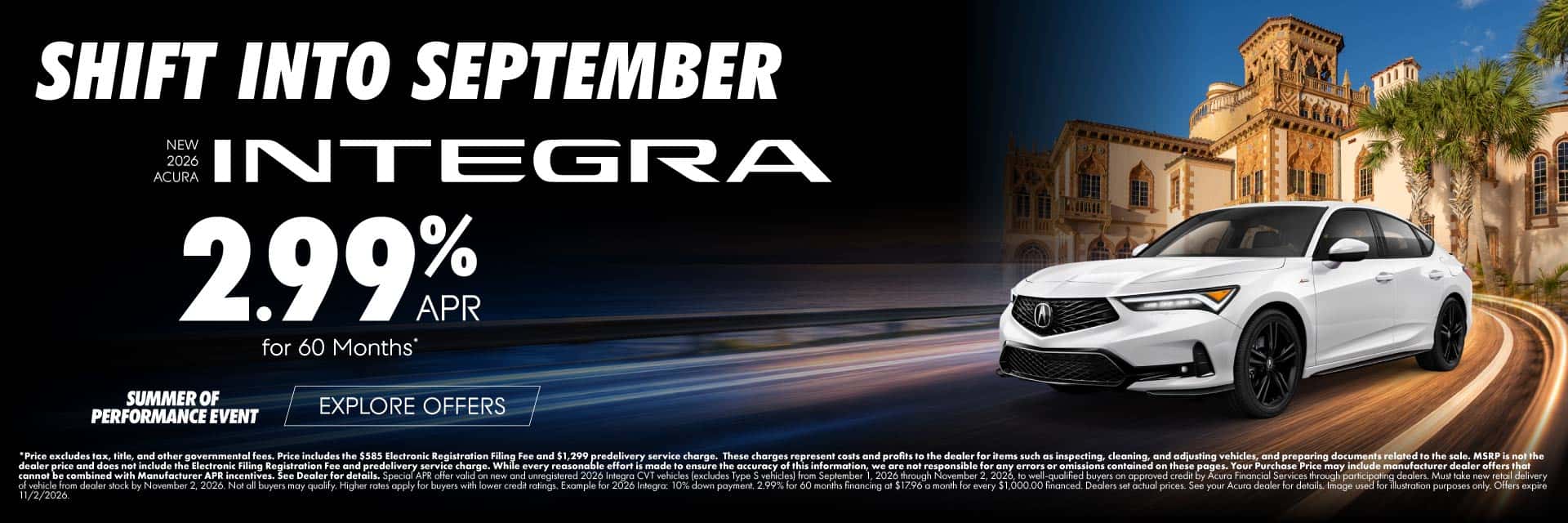 New 2026 Acura Integra 2.99% APR for 60 Months*