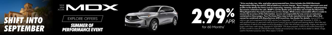 New 2026 Acura MDX (APR) 2.99% APR for 60 Months*