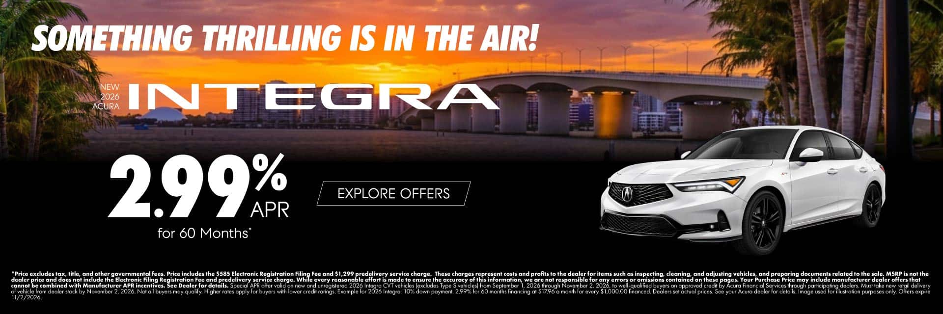 New 2026 Acura Integra 2.99% APR for 60 Months*