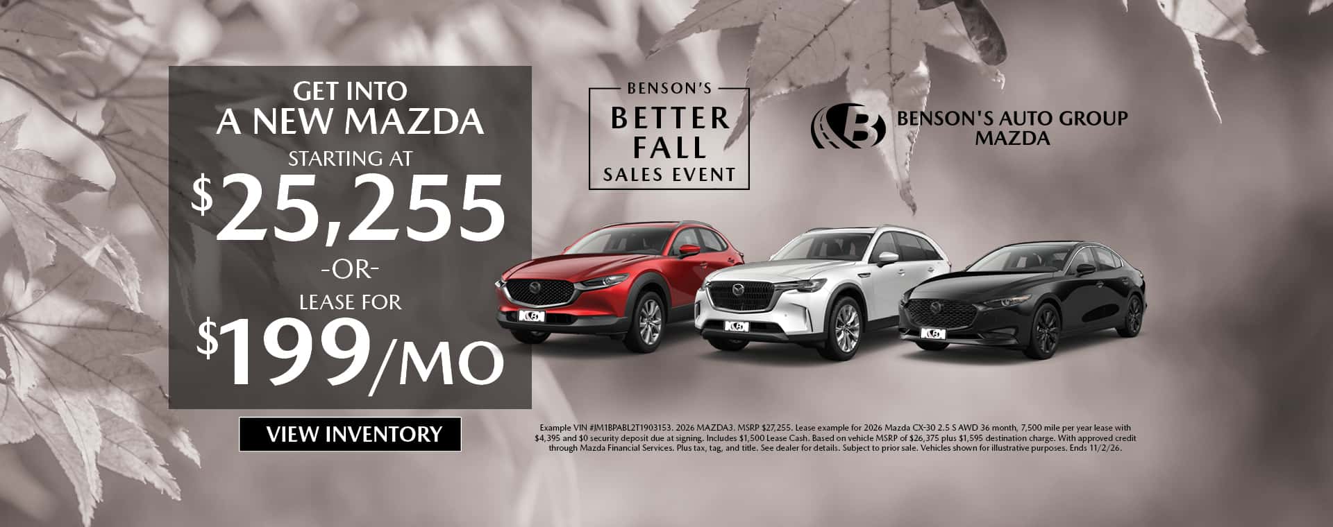 New Mazdas Starting at $25,225 or Lease for $199/mo