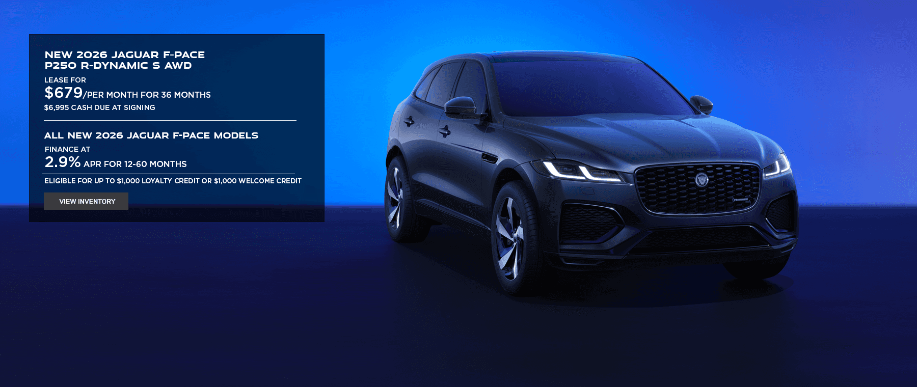 New 2026 Jaguar F-PACE lease, apr, and loyalty offer for September 2026