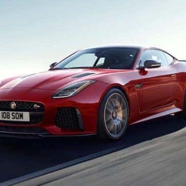 2019 jaguar f type svr in caldera red driving