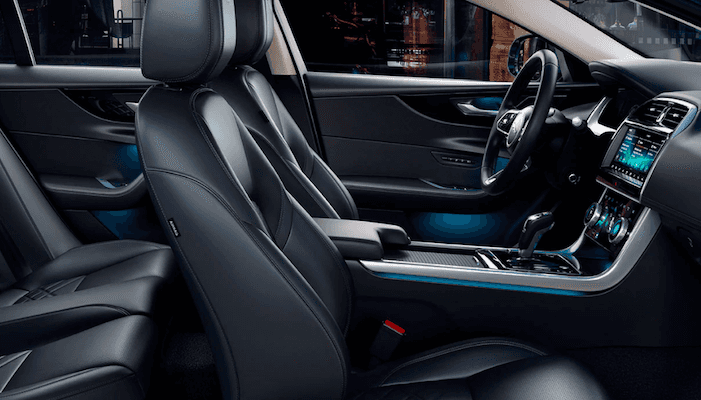 Front seat interior view of Jaguar XE