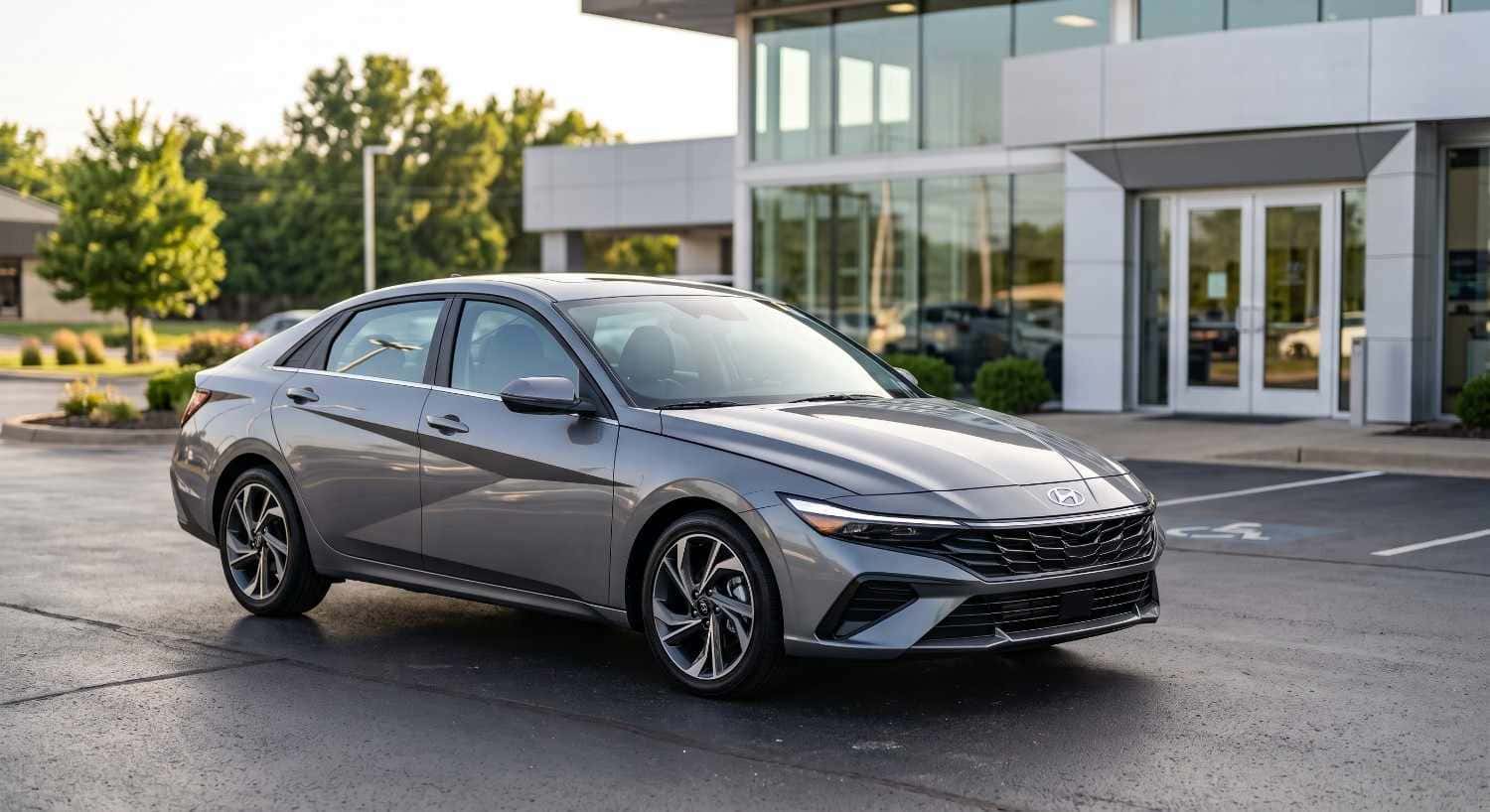 2026 Hyundai Elantra sedan parked outside dealership for 2026 Hyundai Elantra lease deals