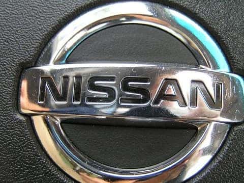 nissan logo in a car at a dealership in cape girardeau, mo