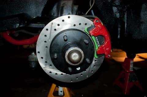 brake pad and rotor getting replaced at John Sinclair Nissan in cape girardeau, mo