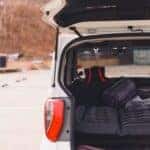white car with trunk organizer