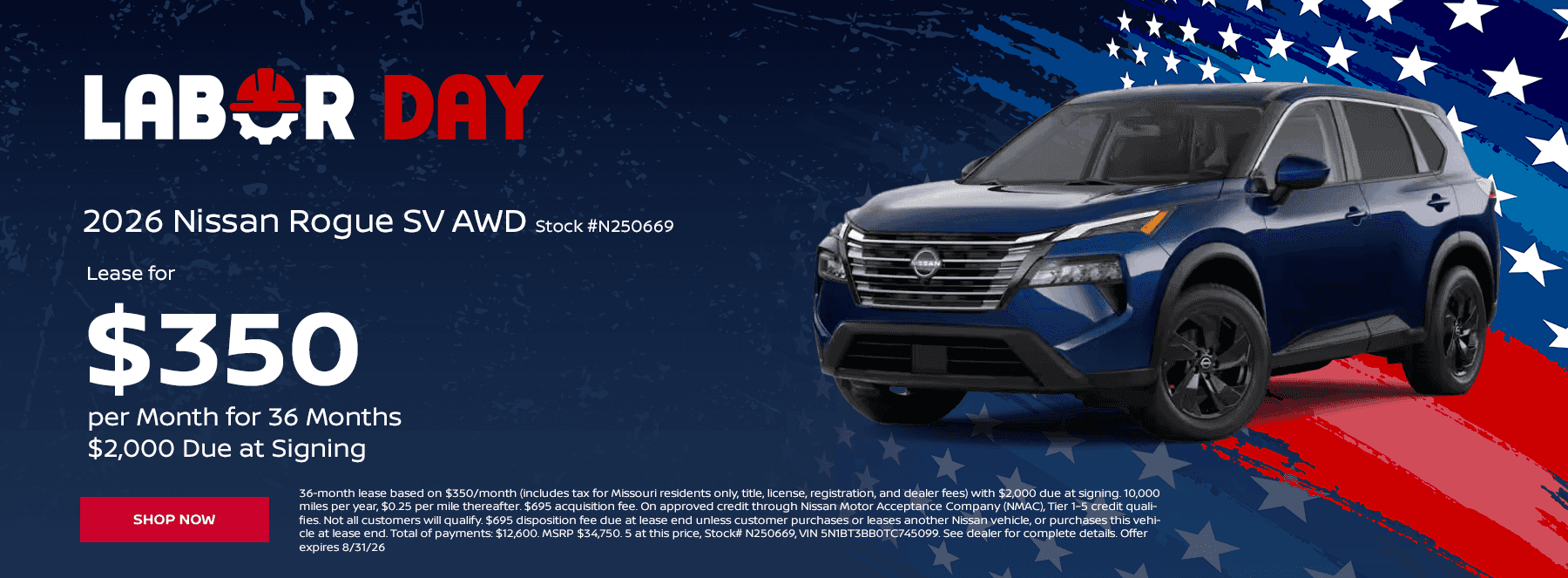 2026 Nissan Rogue SV AWD Stock #N250669