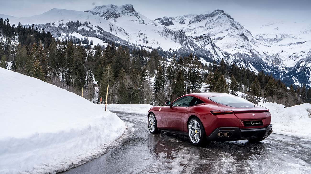 Ferrari Roma winter driving