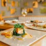 Dishes prepared at a fine dining restaurant