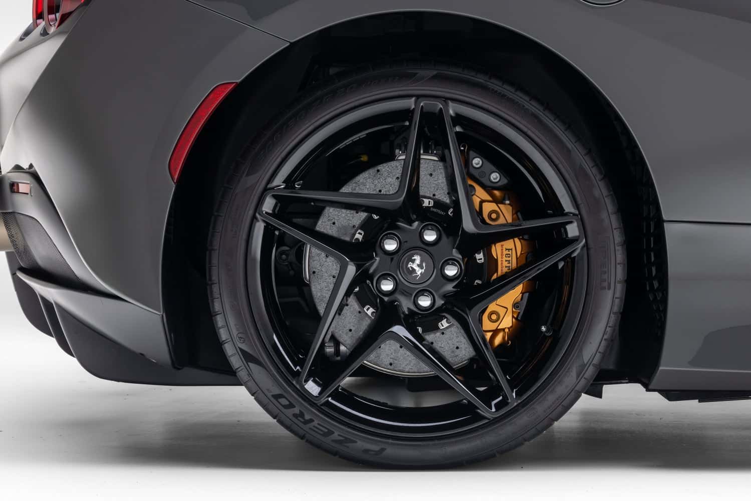 Tire side view of a Ferrari F8 Tributo