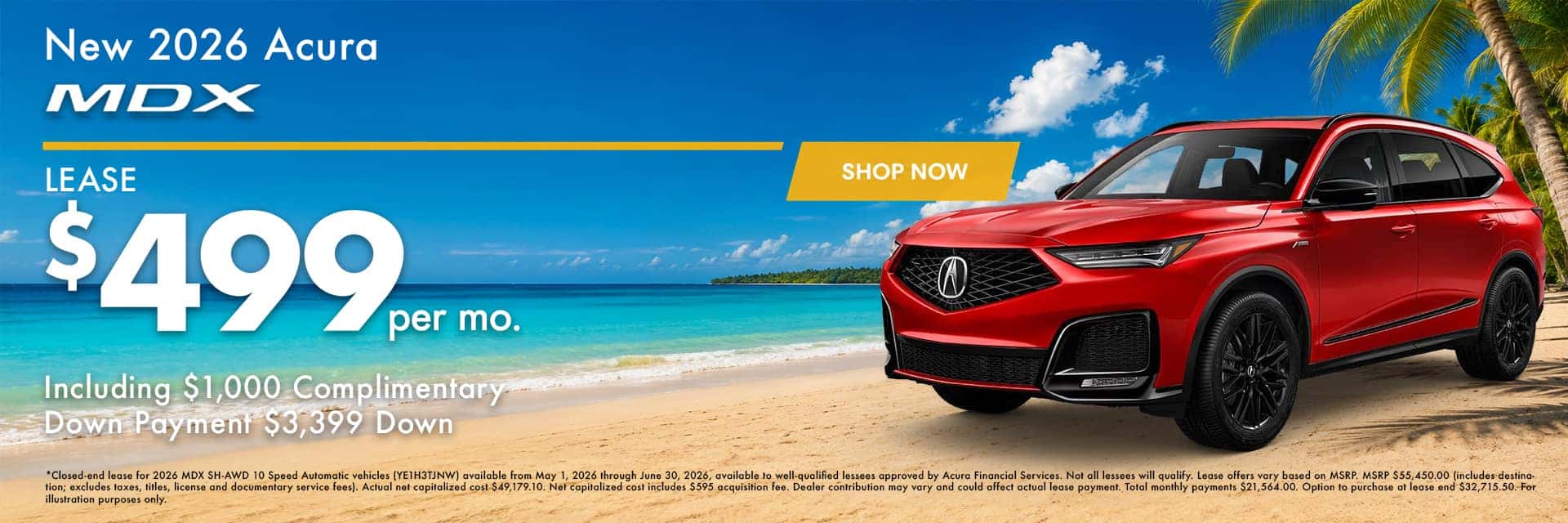 $499 MDX Lease W/ $1000 Complimentary Down Payment