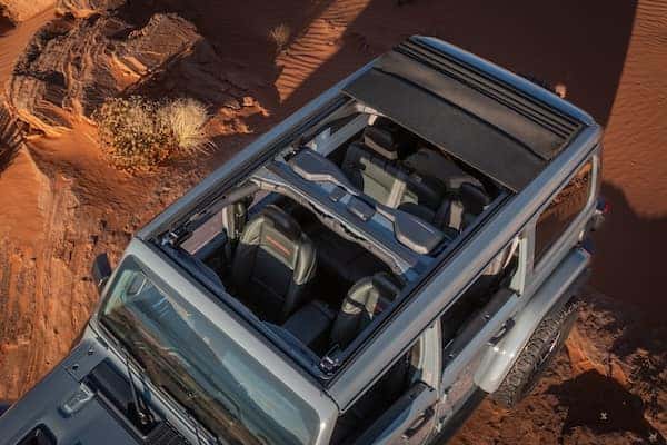 Open Air Experience of Jeep Wrangler Looking Down with the Top Removed