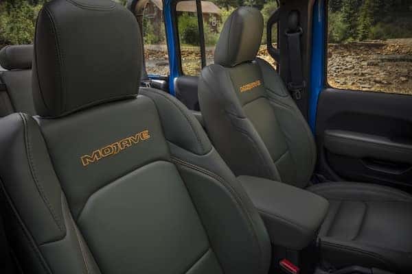 Green interior of 2025 Jeep Gladiator Mojave X