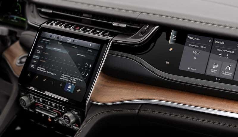 Jeep Grand Cherokee with standard 10.1-inch digital touchscreen and available 10.25-inch front-passenger interactive display