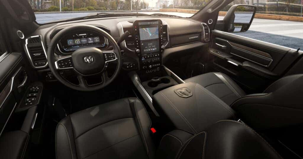 The inside dashboard of the 2025 Ram 3500 truck.
