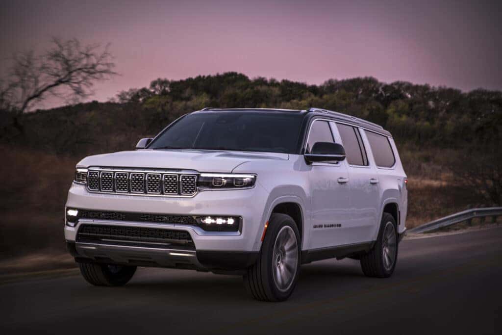A 2025 Jeep Grand Wagoneer in white.