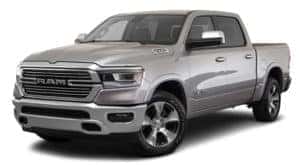 A silver 2020 Ram 1500 is facing left.