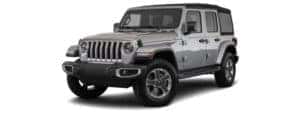 A silver 2020 Jeep Wrangler is facing left.