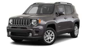 A grey 2020 Jeep Renegade is facing left.