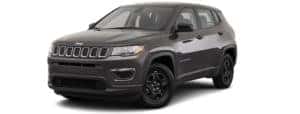 A black 2020 Jeep Compass is angled left.