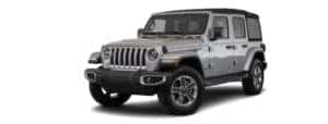 A silver 2020 Jeep Wrangler Unlimited is facing left.