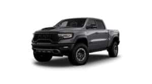 A gray 2021 Ram 1500 TRX is angled left.