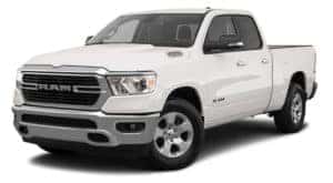 A white 2021 Ram 1500 Big Horn is angled left.