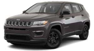 A dark grey 2021 Jeep Compass is angled left.