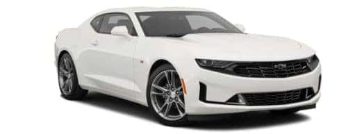 A white 2022 Chevy Camaro 1LT Coupe is shown angled right.
