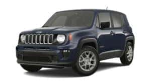 A blue 2023 Jeep Renegade is angled left.
