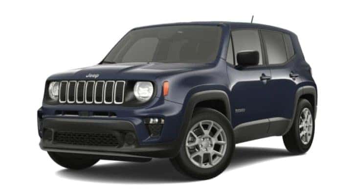 A blue 2023 Jeep Renegade is angled left.
