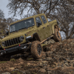New Jeep models driving in the forest