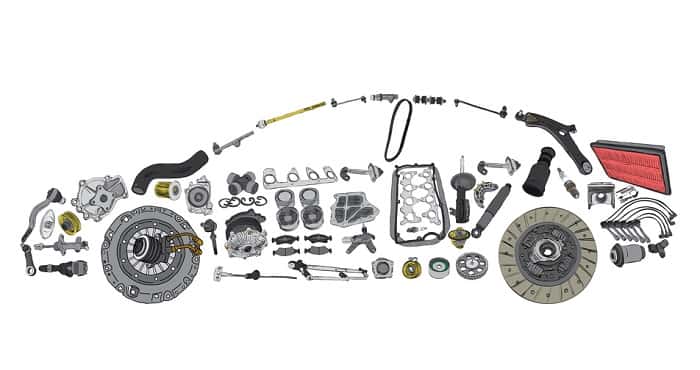 Model of a car made up of MOPAR parts