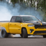 The 2027 RAM 1500 Rumble Bee on the track