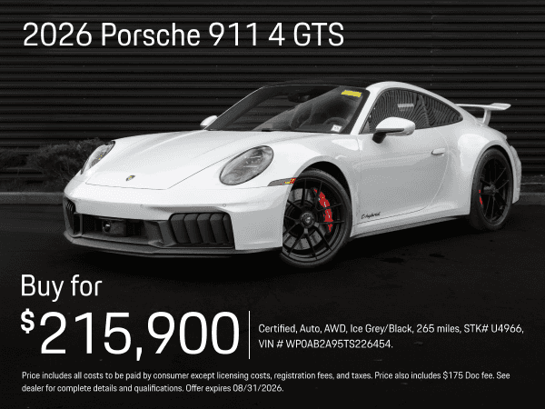 2026 911 4 GTS $215,900