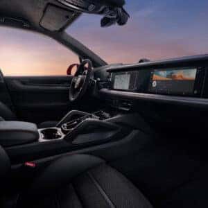 the front interior of a 2025 cayenne showcasing the advanced technology