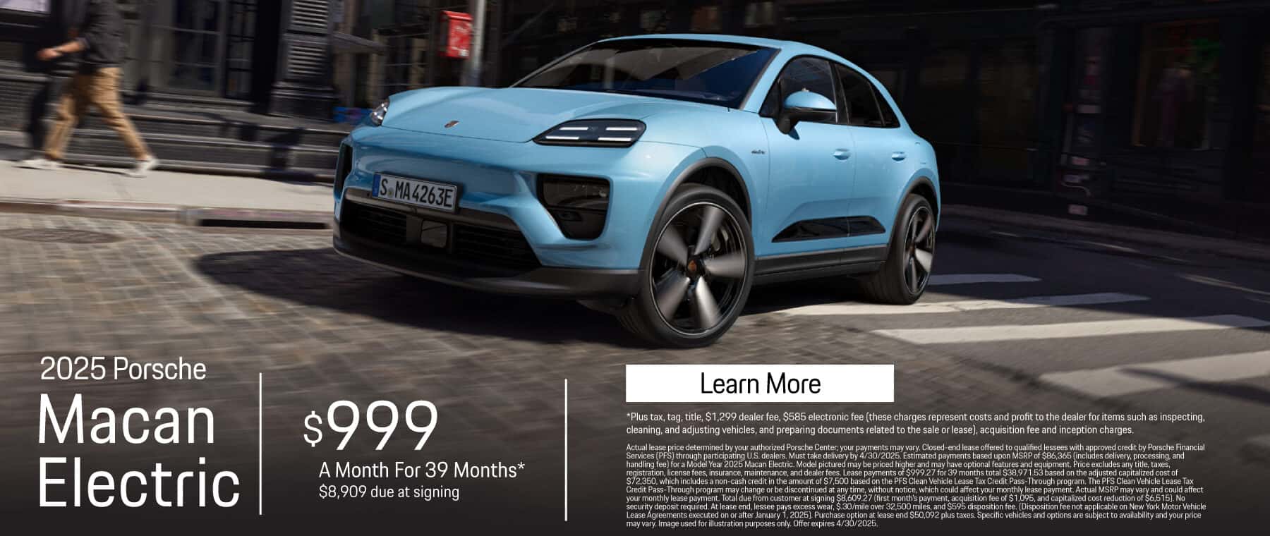 2025 Porsche Macan Electric $999 a month for 39 Months* $8,909 due at signing