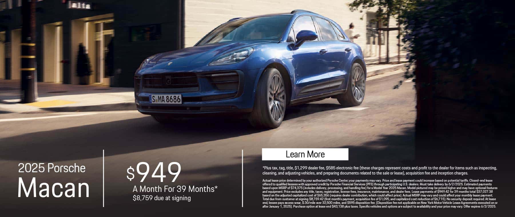 2025 Porsche Macan $949 for 39 Months* $8759 due at signing