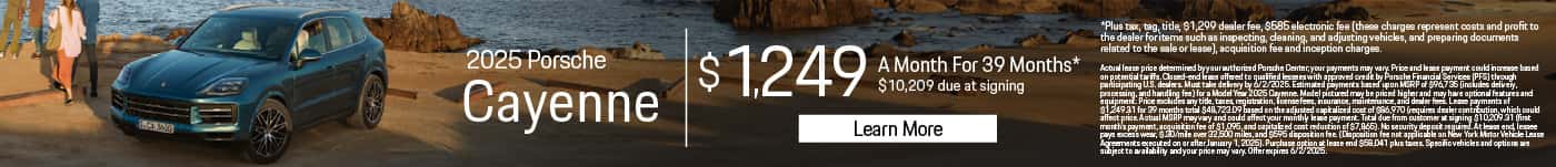2025 Porsche Cayenne $1,249 for 39 months* $10,209 due at signing