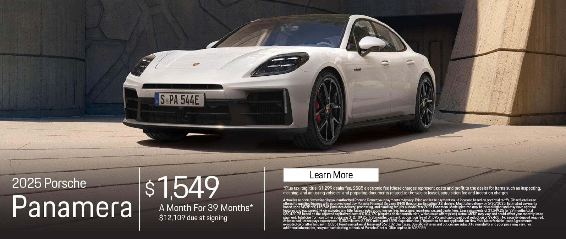 New 2025 Porsche Panamera $1,549 a month for 39 Months* $12,109 Due at Signing