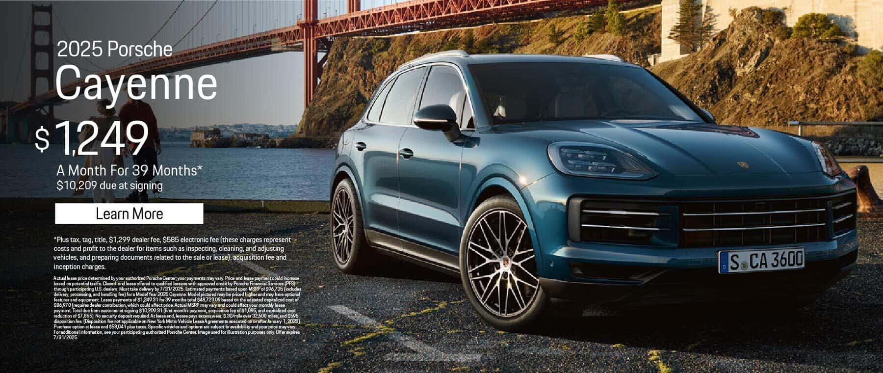 New 2025 Porsche Cayenne $1,249 for 39 months* $10,209 due at signing