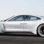 Silver Porsche Taycan Side View